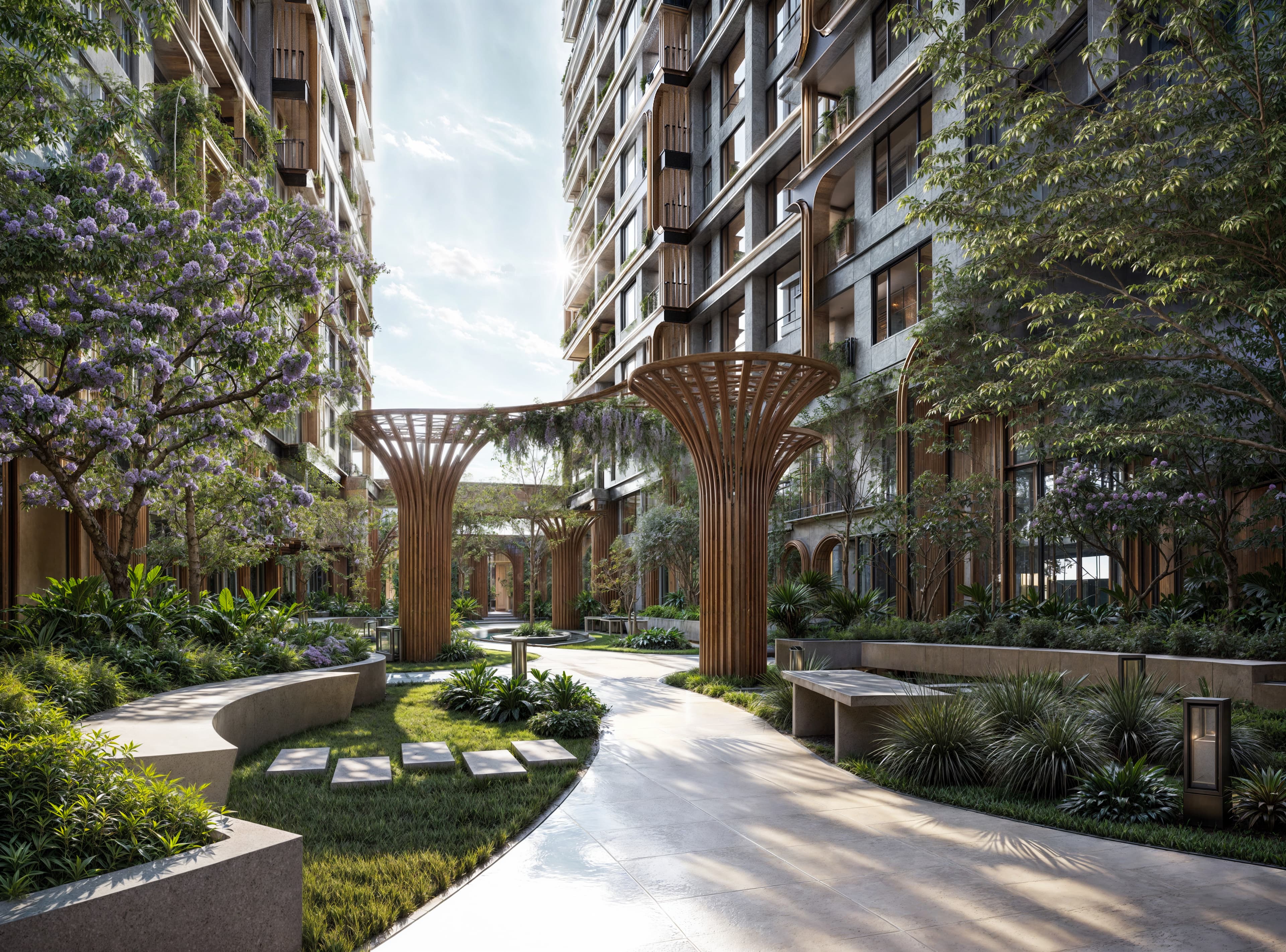 The garden courtyard at Gaia Brookside
